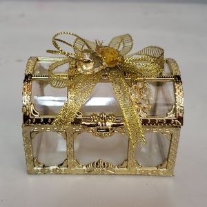 6 Piece Mini Chest Plastic Storage Box Gold 3x2in